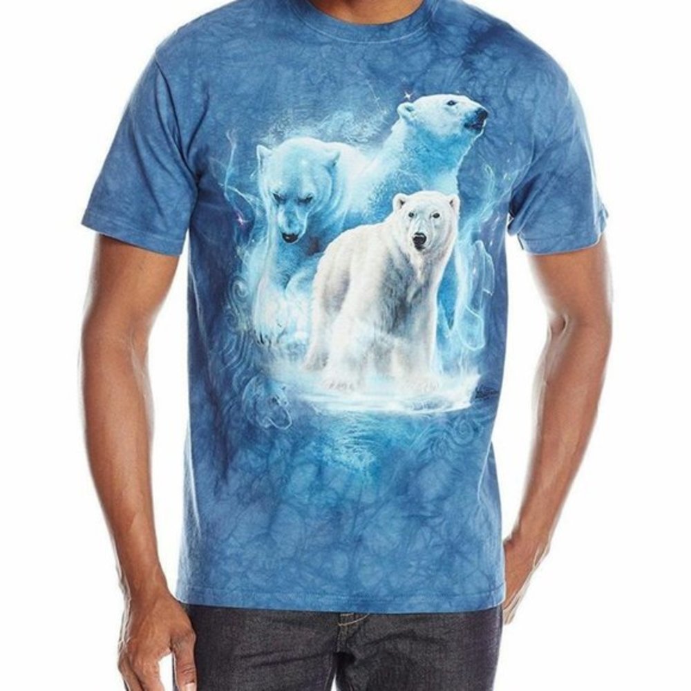 Mountain White Polar Bear Collage Arctic Blue Cotton Animal T-Shirt Adult S-3X - Picture 2 of 6